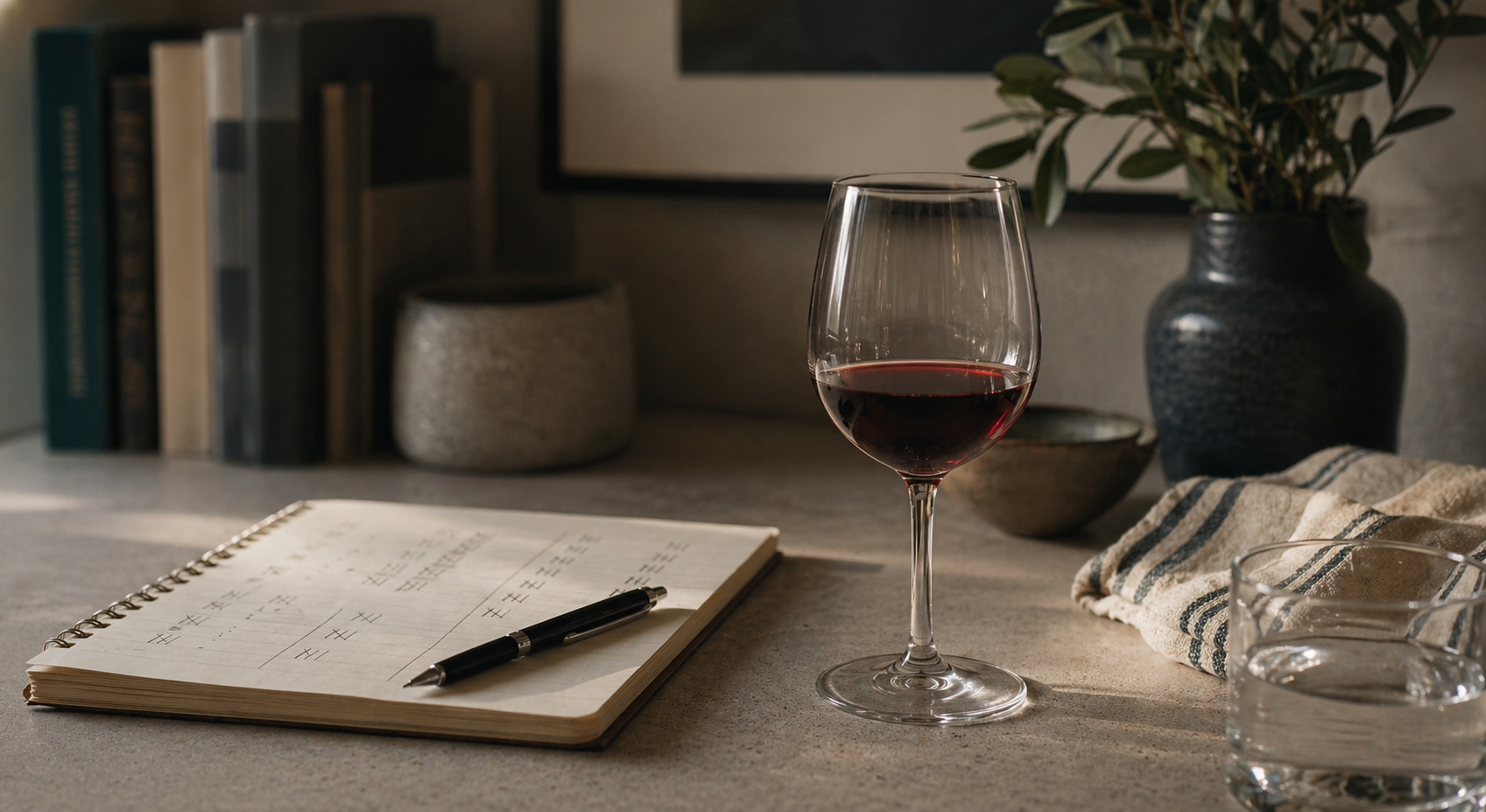 A measured drink on a table suggesting low-risk drinking guidelines and everyday alcohol limits